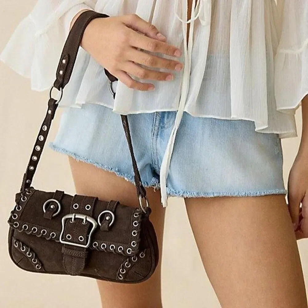 Urban Outfitter BDG Silence + Noise Jade brown Suede Rivet Shoulder Bag